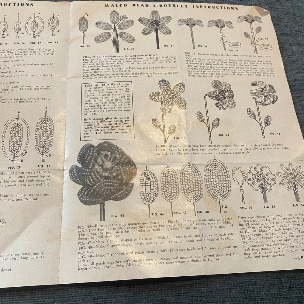 Walco Bead-a-Bouquet Flower Craft Kit 1959 Vintage 4811 Opened and Some Used